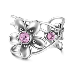 Love Flower Half Ring Silver For Women Girls Birthday Gift - MadeMineAU