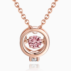 Rose Gold Pendant Necklace Rose Round Stone For Women - MadeMineAU