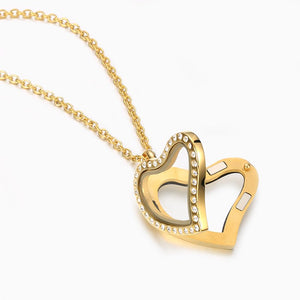 Heart Necklace with Crystal Floating Locket Alloy Anniversary Gifts - MadeMineAU