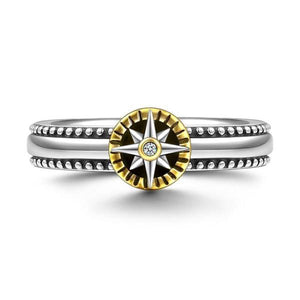 Compass Silver Simple Halo Ring For Girls Women - MadeMineAU