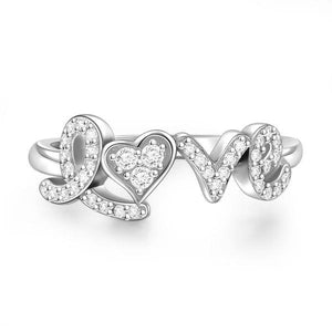 Love Heart Silver Ring With Zircon For Girls Birthday Gift - MadeMineAU