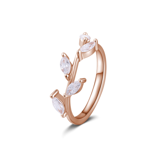 Vine Rose Gold Halo Ring 925 Sterling Silver With Zircon For Girls - MadeMineAU