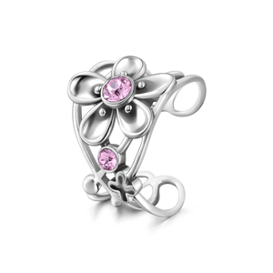 Love Flower Half Ring Silver For Women Girls Birthday Gift - MadeMineAU