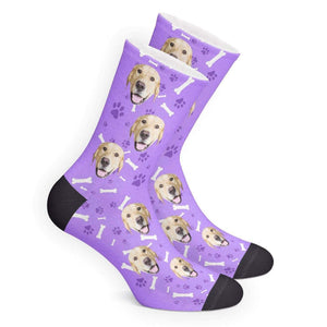 Photo Socks Custom Dog Face Socks With Text - MadeMineAU