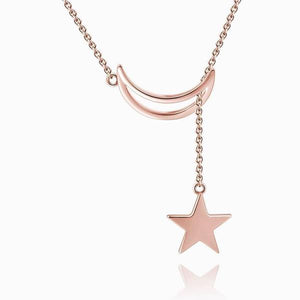 Moon And Star Necklace Rose Gold Plated Silver Necklace For Women - MadeMineAU