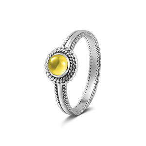 Yellow Crystal Silver Wedding Ring For Women Girls - MadeMineAU