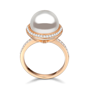 Pearl Rose Gold Wedding Promise Ring With Zircon For Women - MadeMineAU