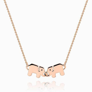 Best Friend Necklace Two Elephants Rose Gold Plated Silver - MadeMineAU