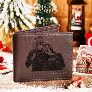Custom Christmas Gift For Men's Brown Custom Photo Wallet Best Gifts For Him