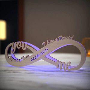 Anniversary Gifts Infinity Symbol Engraved Wood Nightlight Custom Couples Names
